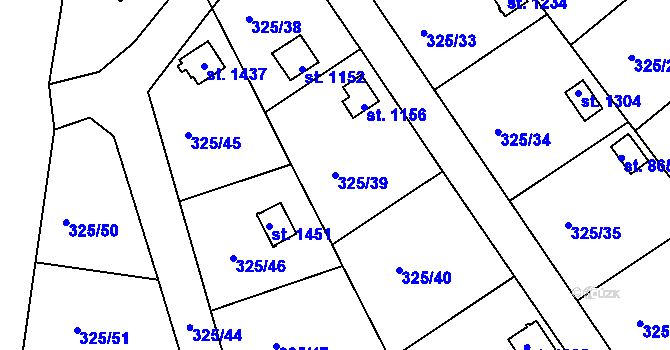 Parcela st. 325/39 v KÚ Nepomuk, Katastrální mapa