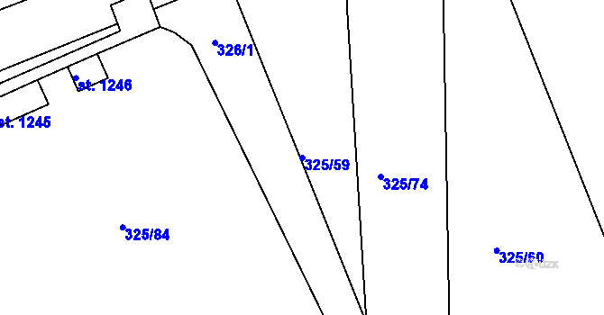 Parcela st. 325/59 v KÚ Nepomuk, Katastrální mapa