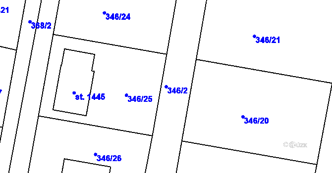 Parcela st. 346/2 v KÚ Nepomuk, Katastrální mapa