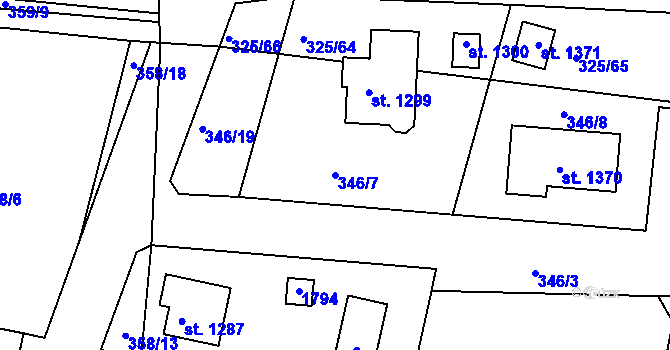 Parcela st. 346/7 v KÚ Nepomuk, Katastrální mapa