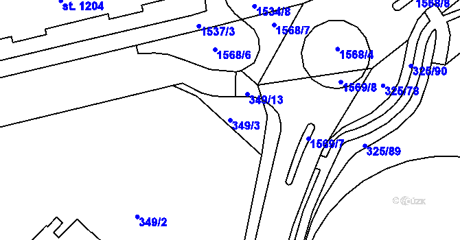 Parcela st. 349/3 v KÚ Nepomuk, Katastrální mapa