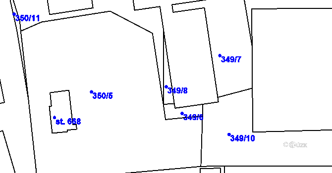 Parcela st. 349/8 v KÚ Nepomuk, Katastrální mapa