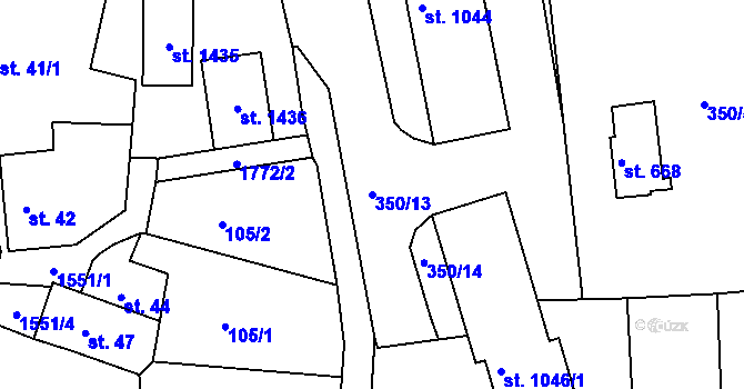 Parcela st. 350/13 v KÚ Nepomuk, Katastrální mapa
