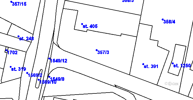 Parcela st. 357/3 v KÚ Nepomuk, Katastrální mapa