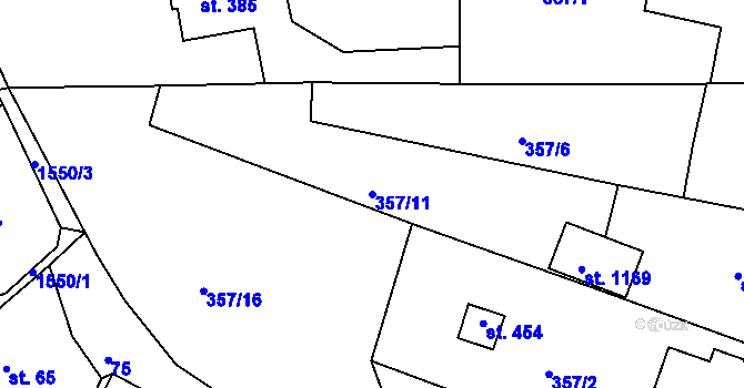 Parcela st. 357/11 v KÚ Nepomuk, Katastrální mapa