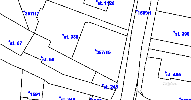 Parcela st. 357/15 v KÚ Nepomuk, Katastrální mapa