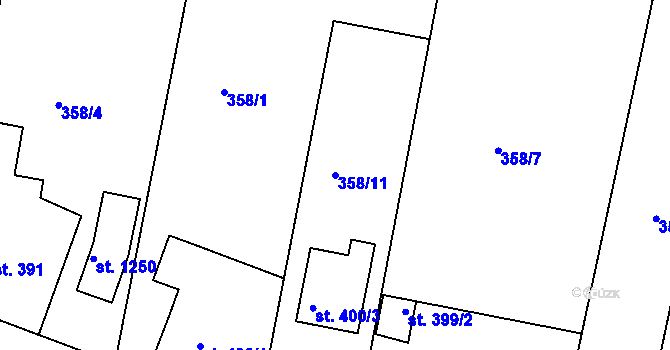 Parcela st. 358/11 v KÚ Nepomuk, Katastrální mapa