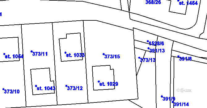 Parcela st. 373/15 v KÚ Nepomuk, Katastrální mapa
