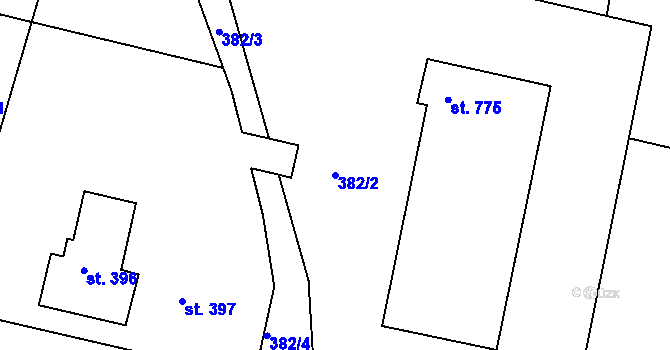 Parcela st. 382/2 v KÚ Nepomuk, Katastrální mapa
