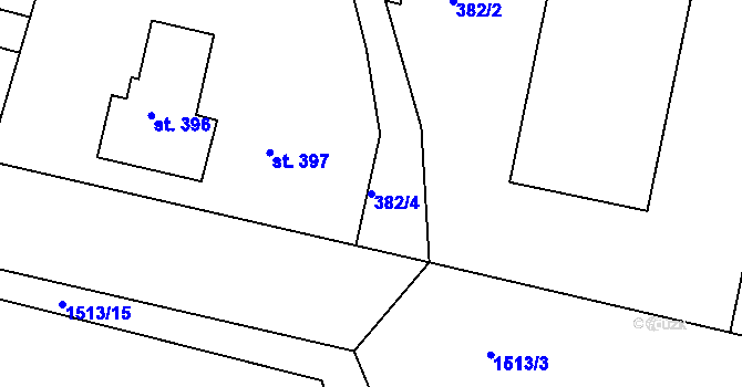 Parcela st. 382/4 v KÚ Nepomuk, Katastrální mapa