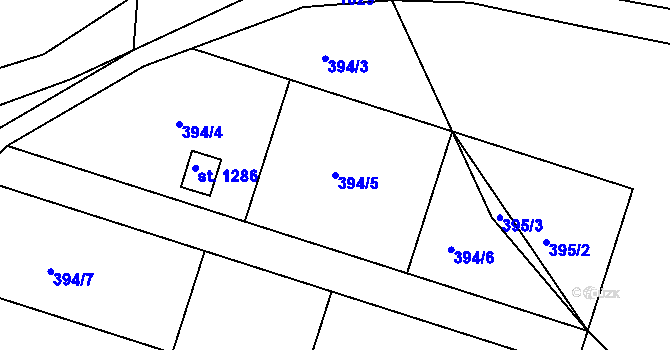 Parcela st. 394/5 v KÚ Nepomuk, Katastrální mapa
