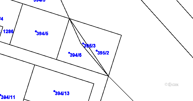 Parcela st. 395/2 v KÚ Nepomuk, Katastrální mapa