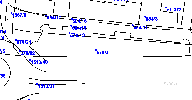 Parcela st. 578/3 v KÚ Nepomuk, Katastrální mapa