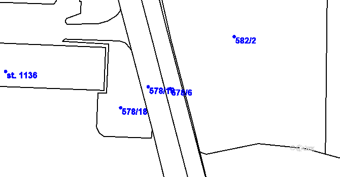 Parcela st. 578/6 v KÚ Nepomuk, Katastrální mapa