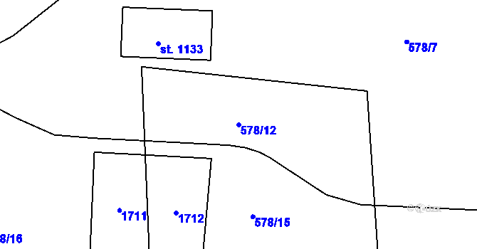 Parcela st. 578/12 v KÚ Nepomuk, Katastrální mapa