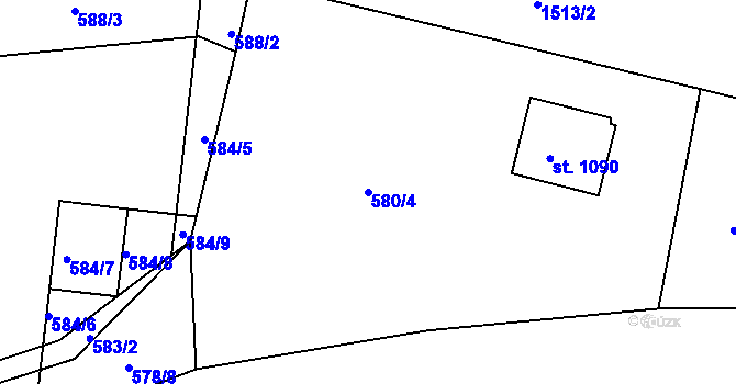 Parcela st. 580/4 v KÚ Nepomuk, Katastrální mapa