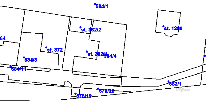 Parcela st. 584/4 v KÚ Nepomuk, Katastrální mapa