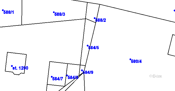 Parcela st. 584/5 v KÚ Nepomuk, Katastrální mapa