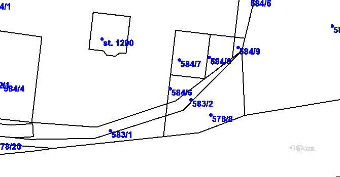 Parcela st. 584/6 v KÚ Nepomuk, Katastrální mapa