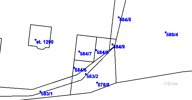 Parcela st. 584/8 v KÚ Nepomuk, Katastrální mapa