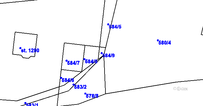 Parcela st. 584/9 v KÚ Nepomuk, Katastrální mapa