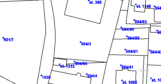 Parcela st. 594/3 v KÚ Nepomuk, Katastrální mapa