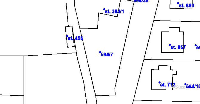 Parcela st. 594/7 v KÚ Nepomuk, Katastrální mapa