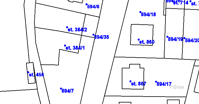 Parcela st. 594/9 v KÚ Nepomuk, Katastrální mapa