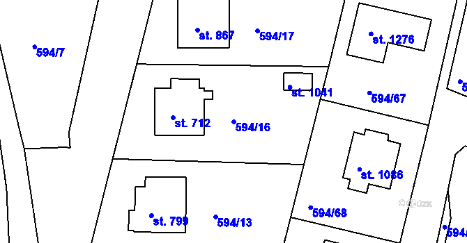 Parcela st. 594/16 v KÚ Nepomuk, Katastrální mapa
