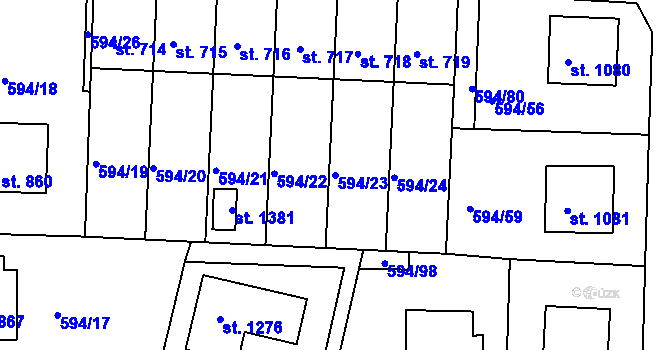 Parcela st. 594/23 v KÚ Nepomuk, Katastrální mapa