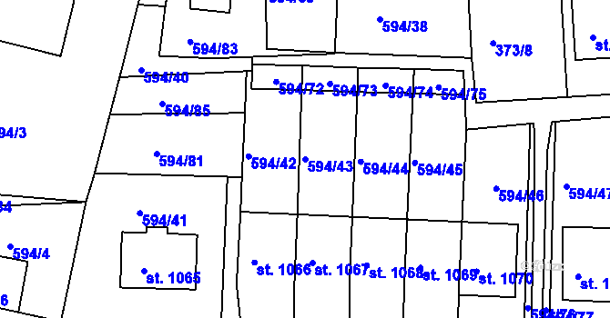 Parcela st. 594/43 v KÚ Nepomuk, Katastrální mapa