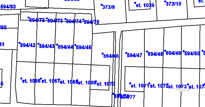 Parcela st. 594/46 v KÚ Nepomuk, Katastrální mapa