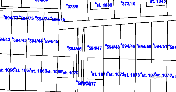 Parcela st. 594/47 v KÚ Nepomuk, Katastrální mapa