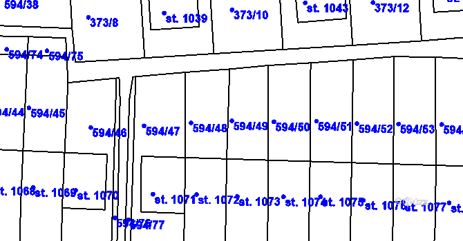 Parcela st. 594/49 v KÚ Nepomuk, Katastrální mapa