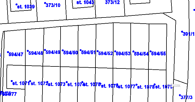 Parcela st. 594/52 v KÚ Nepomuk, Katastrální mapa