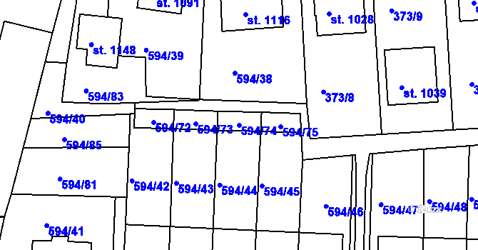 Parcela st. 594/74 v KÚ Nepomuk, Katastrální mapa