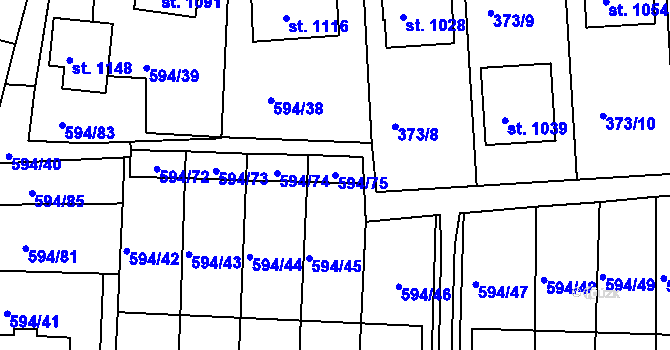 Parcela st. 594/75 v KÚ Nepomuk, Katastrální mapa