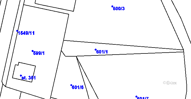 Parcela st. 601/1 v KÚ Nepomuk, Katastrální mapa