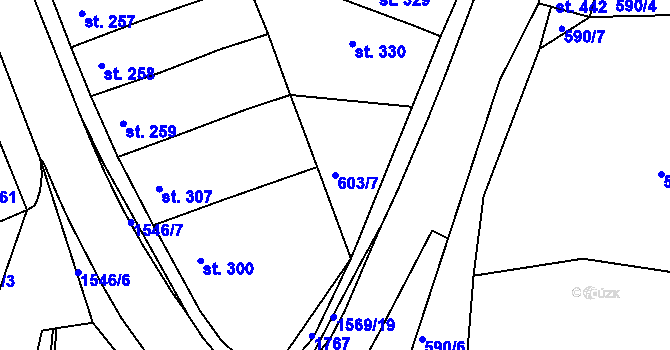 Parcela st. 603/7 v KÚ Nepomuk, Katastrální mapa