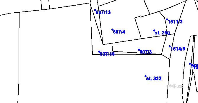 Parcela st. 607/18 v KÚ Nepomuk, Katastrální mapa
