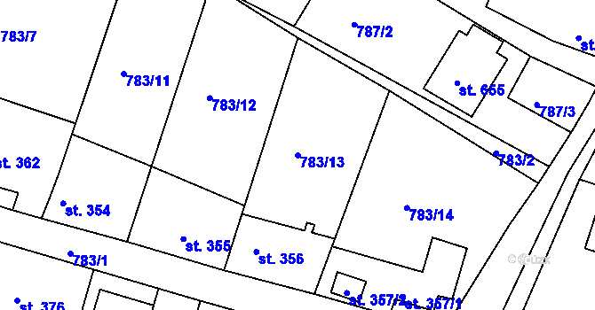 Parcela st. 783/13 v KÚ Nepomuk, Katastrální mapa