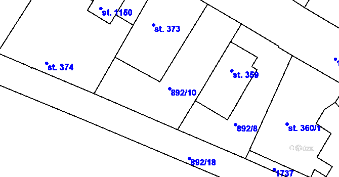 Parcela st. 892/10 v KÚ Nepomuk, Katastrální mapa