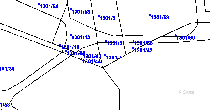 Parcela st. 1301/7 v KÚ Nepomuk, Katastrální mapa