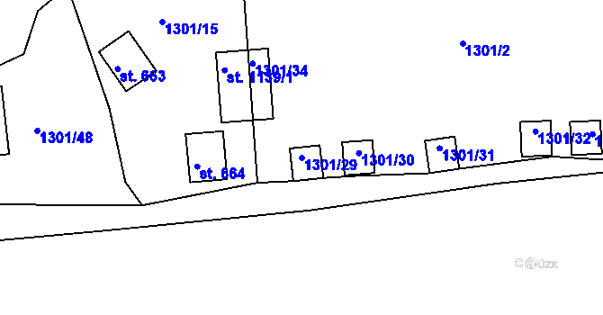 Parcela st. 1301/29 v KÚ Nepomuk, Katastrální mapa
