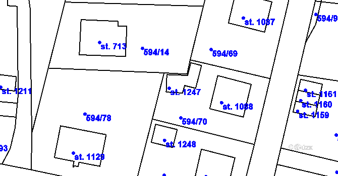 Parcela st. 1247 v KÚ Nepomuk, Katastrální mapa