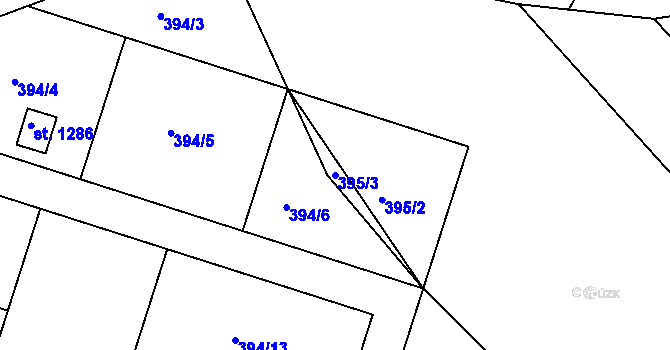 Parcela st. 395/3 v KÚ Nepomuk, Katastrální mapa