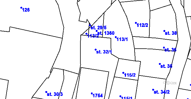 Parcela st. 32/1 v KÚ Nepomuk, Katastrální mapa