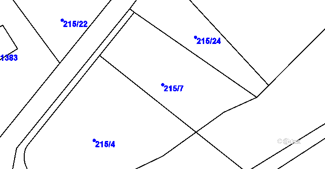 Parcela st. 215/7 v KÚ Nepomuk, Katastrální mapa