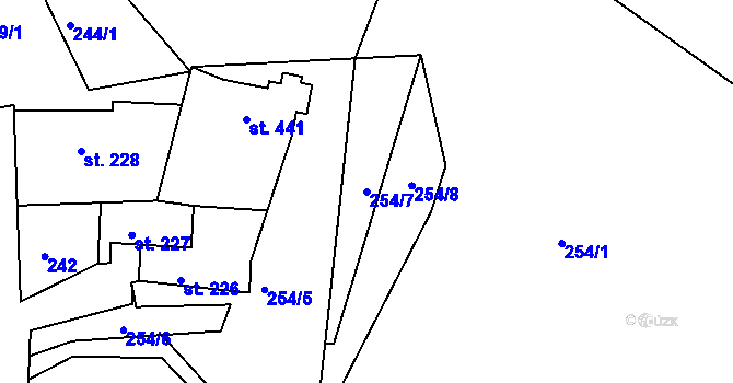 Parcela st. 254/7 v KÚ Nepomuk, Katastrální mapa