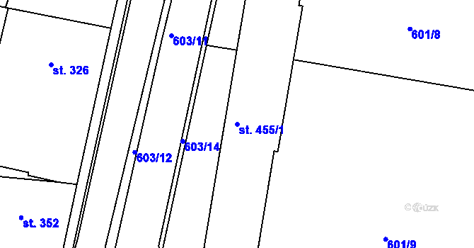 Parcela st. 455/1 v KÚ Nepomuk, Katastrální mapa